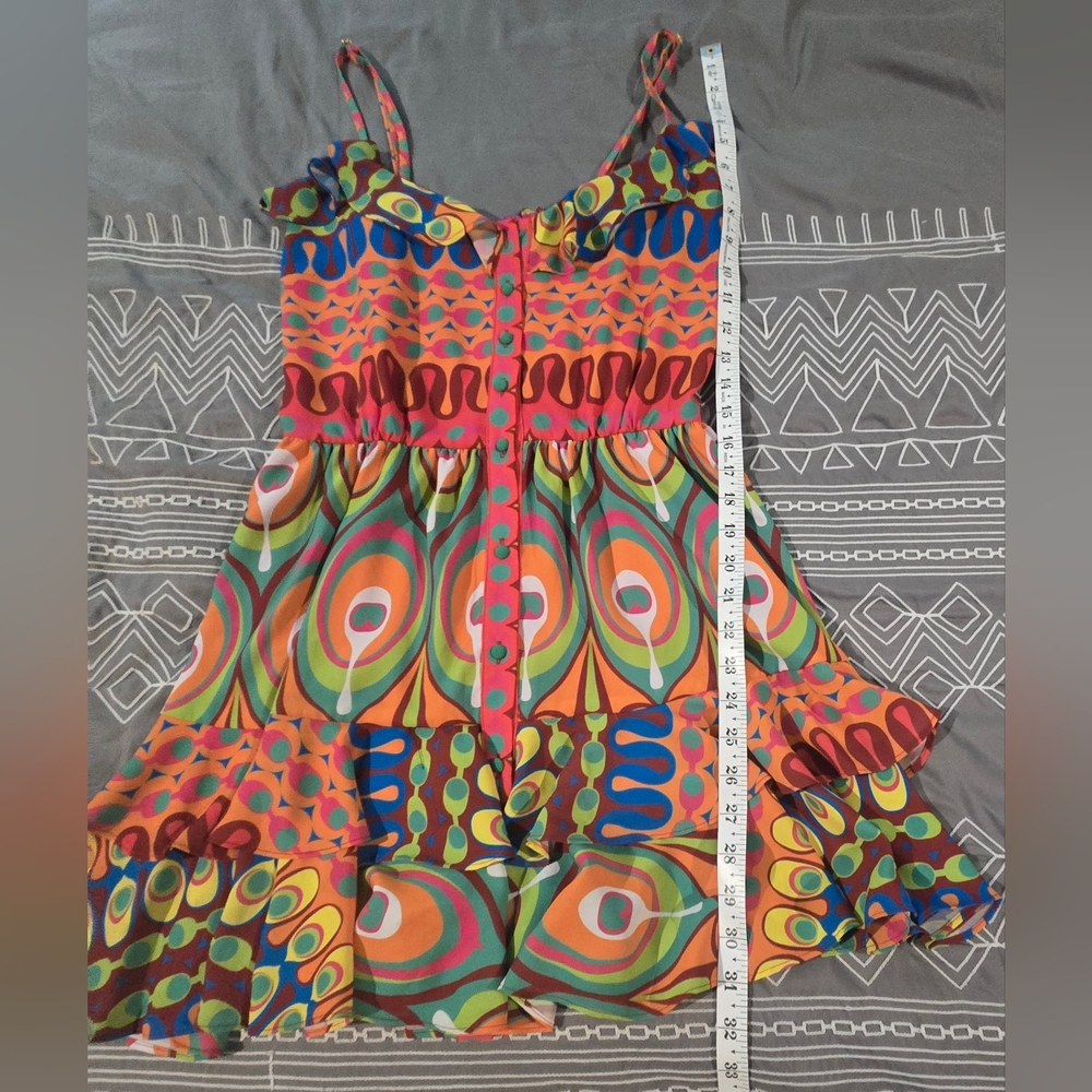 Alexis Sirsha Printed Ruffle Short Button Up Dress Size Medium - Picture 2 of 8